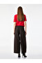 Pile Detailed Short Wide-Leg Fabric Trousers with Pockets - 3