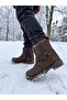 Genuine Leather Brown Orthopedic Zippered Girls' Boots - 4