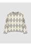 Alita City Ecru Diamond Patterned Girls' Knit Sweater with a Difference
