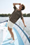 Men's Oversize Shirt with Embroidered Back Lettering - Brown - 3