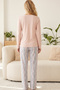 Salmon Patterned Buttoned Cotton Lycra Knitted Pajama Set26240324 - 3
