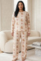 Ecru Patterned Cotton Lycra Large Size Oversized Knitted Pajama Set26240903 - 2