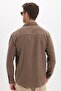 Men's Relax Fit Comfortable Cut Long Sleeve Self-Patterned Viscose Fabric Ribbed Brown Shirt - 7