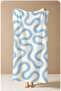 Modern Blue Wavy Line White Minimal Abstract Patterned 70X150 Beach Towel - Cotton Bath Towel - 3