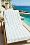 Pastel Blue White Thin Striped Dotted Patterned 70X150 Beach Towel - Digital Printed Bath Towel