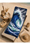 Photorealistic Navy Blue Giant Ocean Wave Patterned 70X150 Beach Towel - Cotton Bath Towel - 5