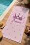 Princess Written Black Crowned Pink Star Patterned 70X150 Beach Towel - Cotton Bath Towel - 2