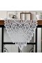 Table runner, 33 x 183 cm; white embroidered table runner with lace tassels, suitable for table decoration. - 2