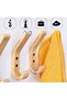 Solid Oak Wall Hook Set (4 pieces) - Wall-mounted coat hooks - Hand-polished - J-shaped wooden wall hooks, 155mm - Natural wood color - 3
