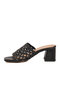Black Straw Knitted Detailed Thick Heeled Women's Slippers 019612 Z