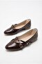 20966 Comfortable, Stylish, Elegant Trok Patterned Women's Ballerinas with Buckle Detail - 6