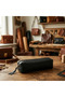Real Leather Pencil Case, Handmade Zippered Case, Textured Black - 3