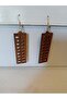 Authentic Wood Balsa Wood Light Coffee Laser Cut Rectangular Dangle Earrings Size 9X2 cm - 2