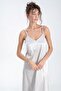 Long Nightgown with Side Slits Silky Satin - 2