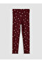 Heart Patterned Girls' Ribbed Leggings
