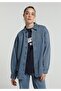 Oversize Fit Classic Collar Plain Women's Light Indigo Denim Long Sleeve Shirt