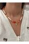 Glb-Stl41414 Turtle Bead Necklace - Orange