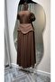Long Evening Dress with Layered Waist and Neck Strap