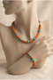 Handmade Orange Bodrum Glass Bracelet and Necklace Set - 2
