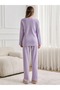 Seasonal Lilac Cotton Heart Detailed Pajama Set - 6