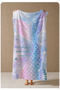 Pastel Blue Purple Mermaid Tail Watercolor Patterned 70X150 Beach Towel - Cotton Bath Towel - 4