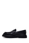 Men's Black Thick Soled Leather Loafer Wm802004Da - 3