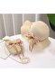 Straw hat + mini bag set lace bow toddler girls 2-5y.
