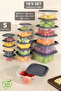 Set of 18 Square Food Storage Containers - Food Storage Containers Suitable for Freezer and Microwave Anthracite