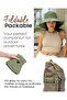 Bucket hat wide brim cotton breathable veg pattern sun protection. - 4