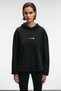 Camellia Women's Comfort Fit Black Sweatshirt with Embroidered Front, Slit Hem and Hood
