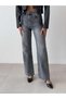 Women's Anthracite High Waist Washed Wide Leg Long Wide Leg Jeans - 3