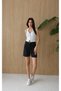 Women's Black Jean Shorts High Waist Straight Cut Bermuda with Pockets - 5