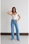 Women's Black High Waist Floral Pattern Wide Leg 100% Cotton Jean Trousers - 5