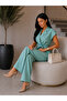 Women's Linen Double-Breasted Vest Striped Suit with Belted Waist and Elastic Pants - 3