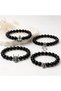 Set of 4 Men's Bracelets 8mm Glossy Onyx Natural Stone with Helmet, Star, Gorilla, Leopard Figures and Elastic Cord - 2