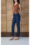 Women's Blue Black Jean Pants High Waist Classic Cut Narrow Leg Navy Blue Denim