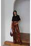 Women's Light Brown High Waist Wide Leg Washed Denim Long Jean Pants - 2