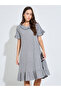 Grey Ribbed V Neck Ruffle Detail Nightdress - 2