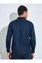 Navy Blue Solid Textured Regular Fit Shirt - 6