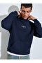 Navy Blue Graphic Print Oversized Hoodie
