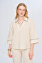 Women's Comfortable Cut Blouse with Collar and Sleeves