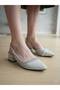 Stone Striped Short Heeled Open Back Casual Women's Classic Stylish Shoes 3 cm