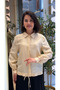 Women's Cream Linen Shirt, Stylish Shirt with a Classy Look |   Drawstring at the Bottom, Hidden Buttons, Long Sleeves
