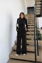 Women's Black Padded Blouse and Pants Set