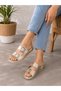 Women's Silvery Double-Strapped Adjustable Buckle Comfort Sole Slippers