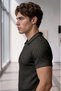 Men's Black Olimpos Twisted Fabric Zippered Collared Tshirt Shorts Set - 6