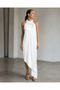Women's Black Halter Neck Asymmetrical Cut Satin Midi Dress
