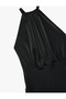 Slim Fit Flounce Sleeveless Halter Neck Velvet Glitter Mini Evening Dress - 8