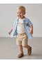 Baby Boy Muslin Shirt T-Shirt and Pants Triple Design Set - 4