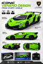 Lamborghini Veneno 1:14 Scale Remote Control Car – Lime Green R/C Supercar with Working Lights, Full Function Forward/Reverse & Left/Right Steering, Remote Controller, 6+ Years - 2